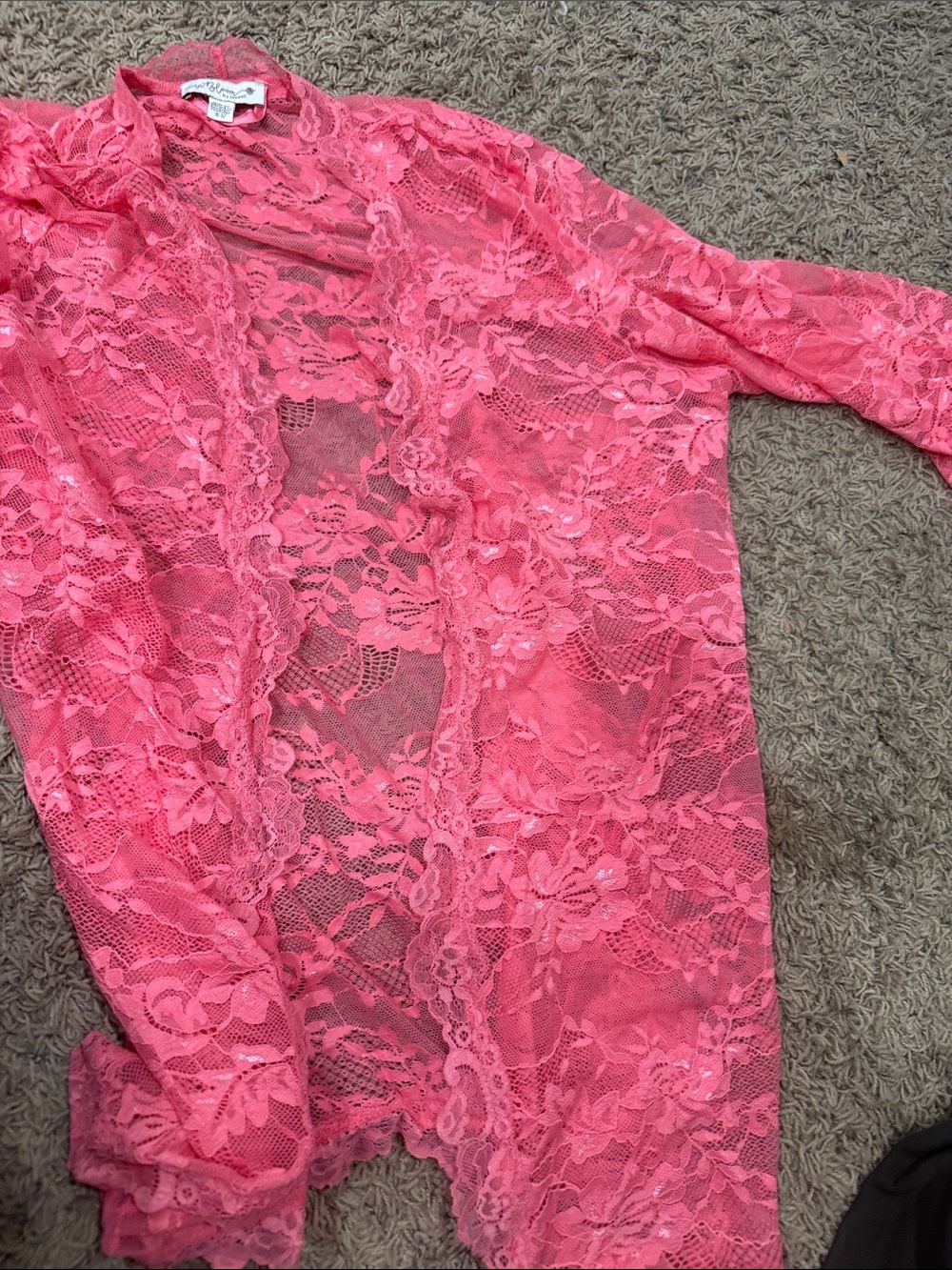 Forever 21 Coral Pink Floral Lace Robe